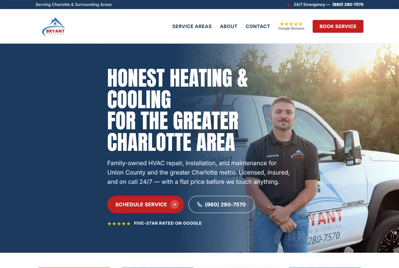 Example Kinplex-built website for an HVAC company
