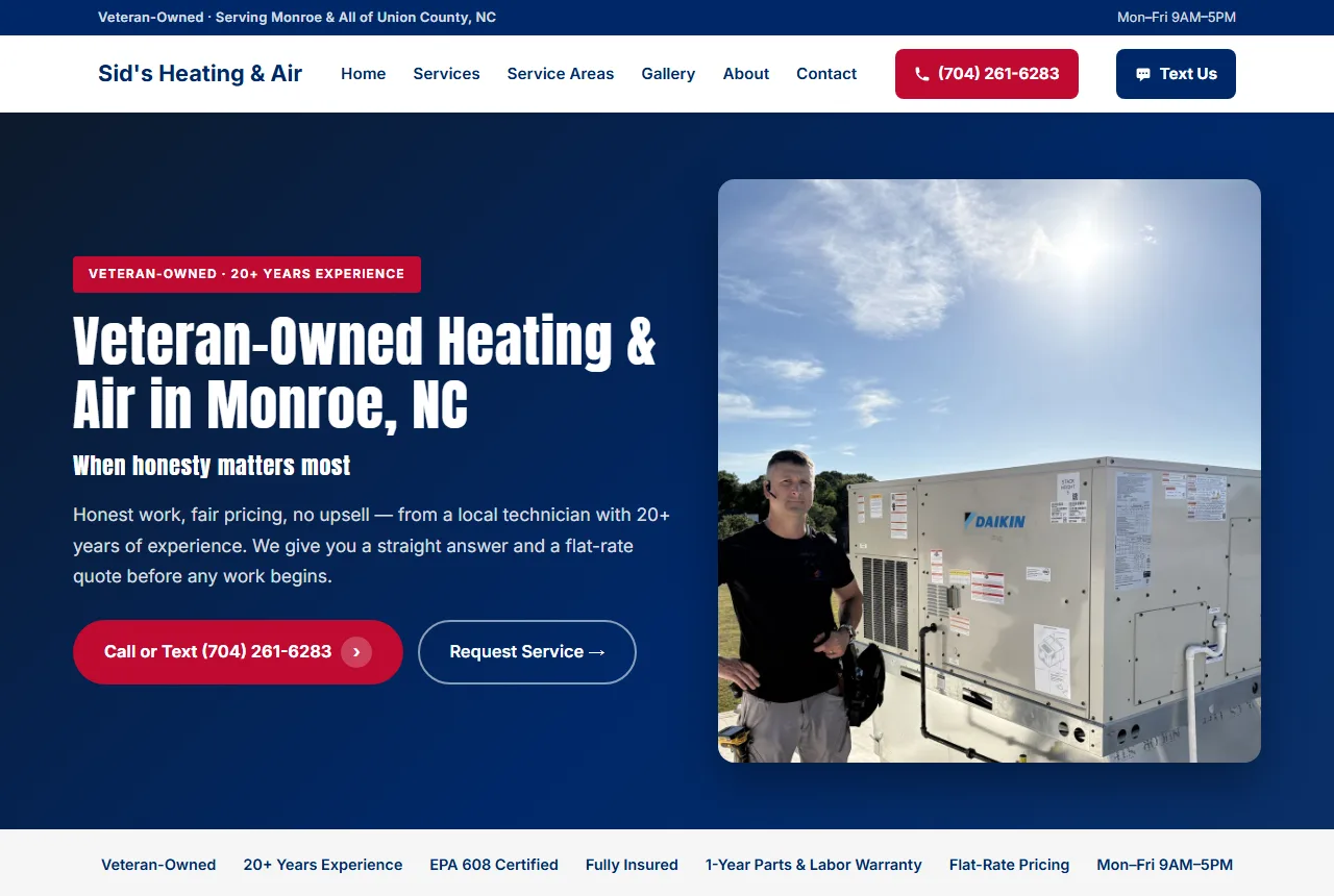 Sid's Heating & Air website